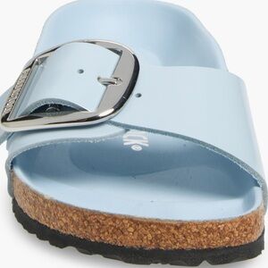 Brand New Birkenstock Sky Blue Sandals with Silver Buckle